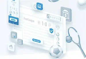 Concept illustration of sports betting on a Windows computer and mobile device